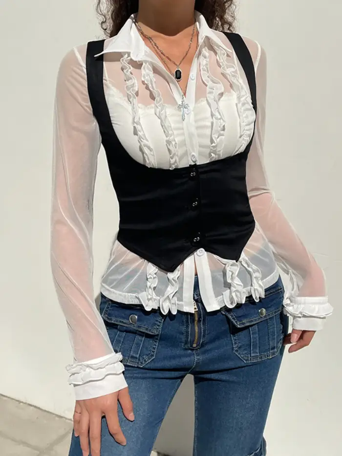 Orifice Goth-Corset Croisé Y2k pour Femme