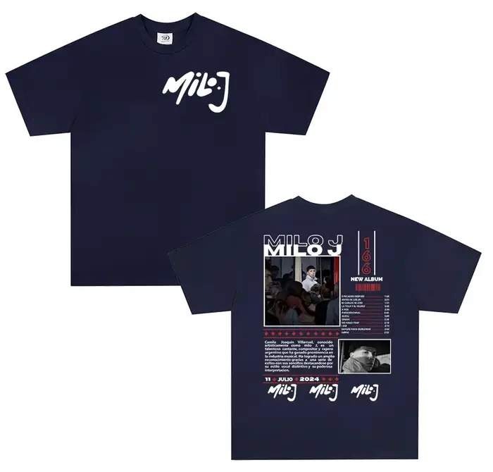 Rappeur Milo J 166 Tour 2025 album T-shirts hommes rétro haute qualité à manches courtes