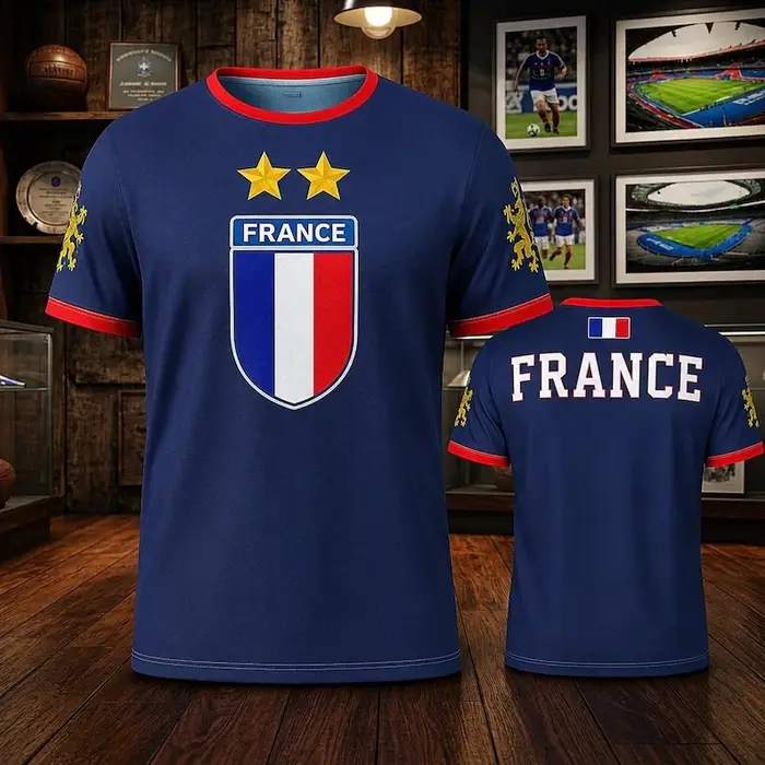 T-shirt de supporter de football France à manches courtes, respirant, séchage rapide, style streetwe