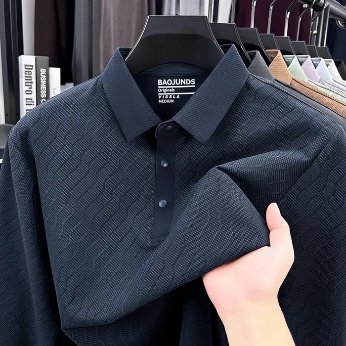 Polo imprimé de marque de créateur pour homme, nouvelle collection automne, décontracté, couleur unie, à manches longues, col à revers, T-shirt de luxe pour homme d'affaires