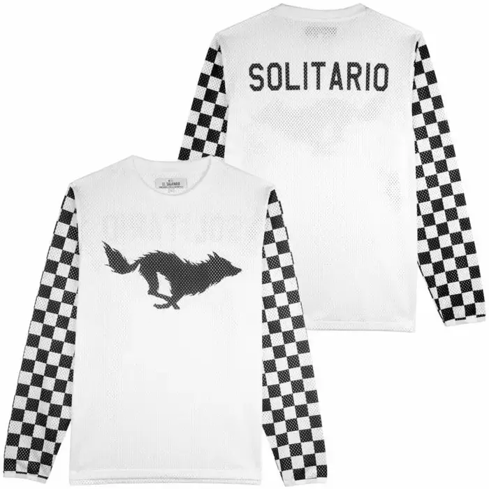 T-shirt de moto à manches longues en maille respirante motif loup bleu pour motard et streetwear Mot