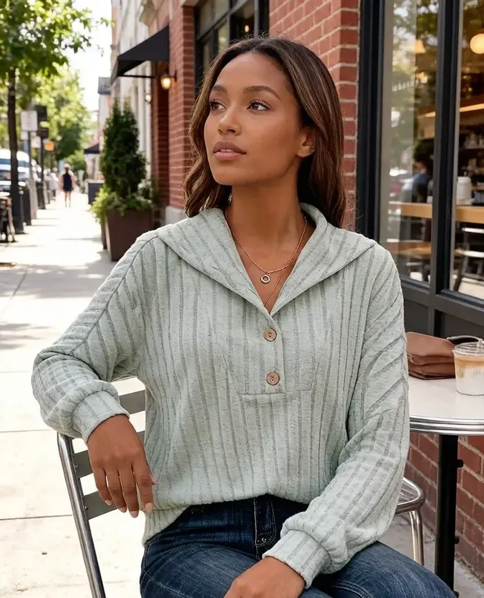Pull en tricot rayé à capuche pour femmes grandes tailles