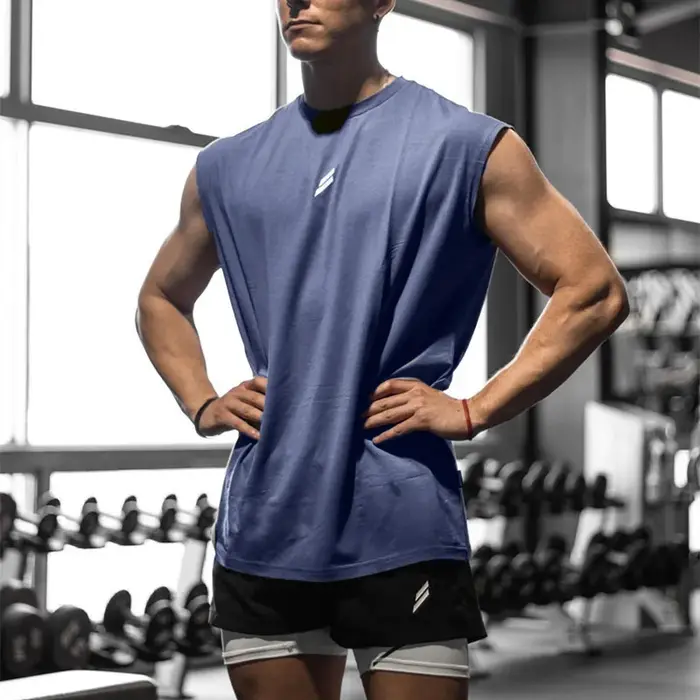 Débardeur de sport d'été pour hommes, respirant, coupe ample, T-shirt sans manches, gilet à séchage 