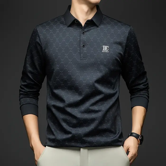 Chemises Polo Élégantes BROWON Printemps-Automne 2026 pour Hommes, Manches Longues, Col Revers, Impr