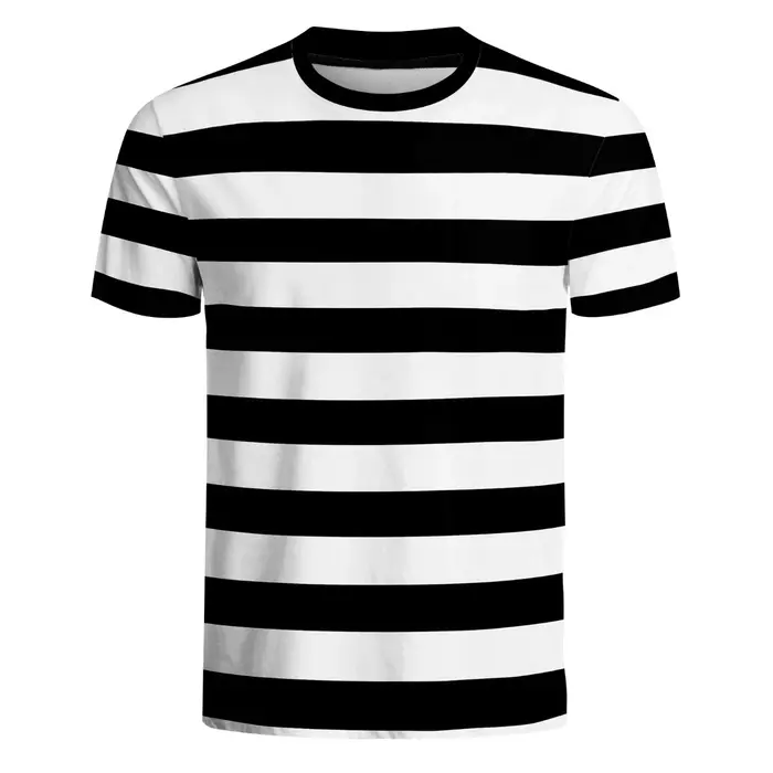 T-shirt rayé noir et blanc pour homme