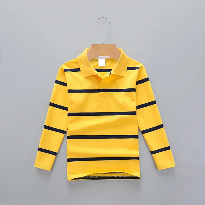 Garçon Polos chemise couleur rayures col rabattu automne à manches longues