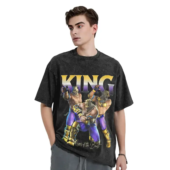 Tekken 8 roi lavé T-Shirt hommes esthétique T-Shirts occasionnels été col rond Hip Hop