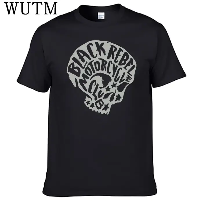 T-shirt noir Rebel Motorcycle Club pour hommes, 100% coton