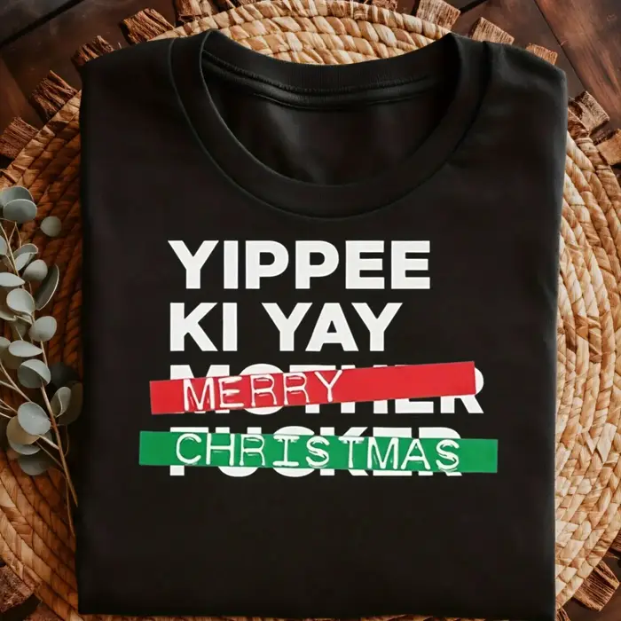 T-shirt du film "Die Hard" pour hommes "Yipee Ki Yay Joyeux Noël" classique saisonnier décontracté a