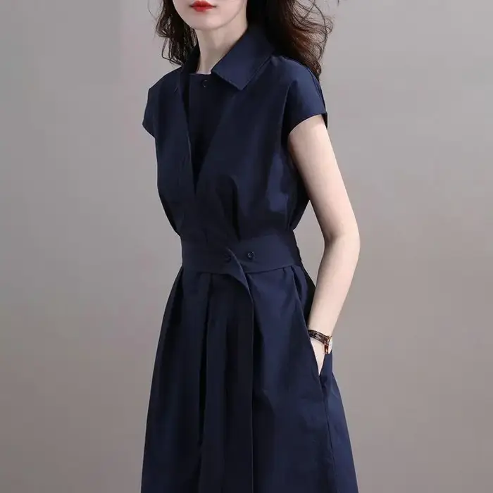 Robe chemise élégante et amincissante de style français