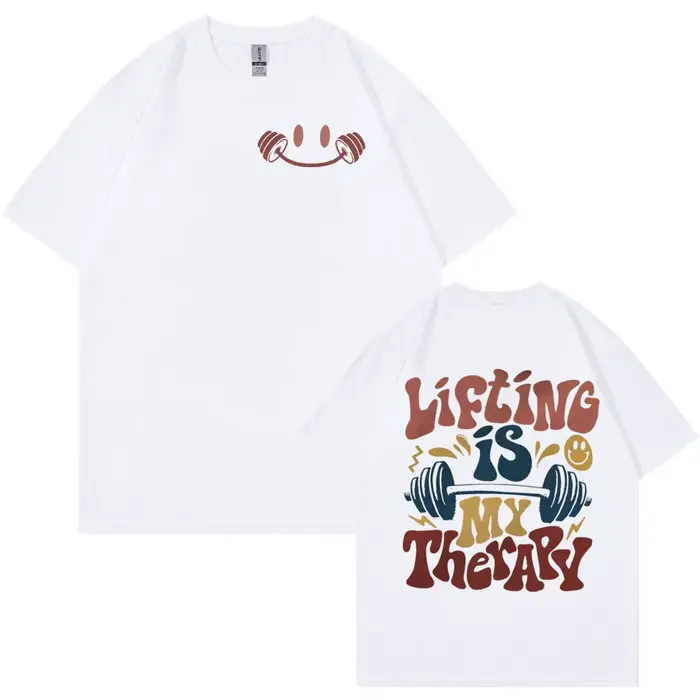Le levage est ma époque de thérapie drôle Meme T-shirt hommes femmes été Harajuku mode T-shirts Vintage col rond