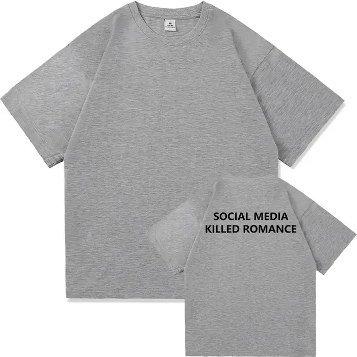 Médias sociaux tué Romance T-Shirt hommes esthétique saint valentin lettre impression