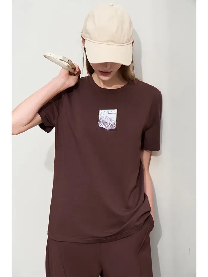 Amii-T-shirt manches courtes col rond femme