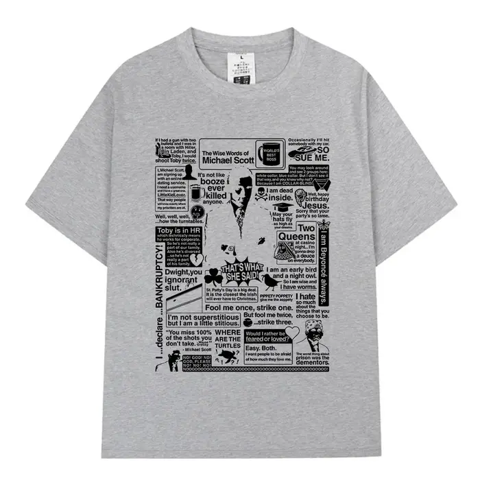 Les mots sages de Michael Scott hommage le bureau T-shirt série TV Dwight Schrute Jim Halpert T-Shirts surdimensionnés à manches courtes