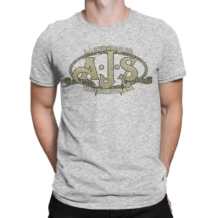 T-shirt en coton 100% avec logo de moto vintage, drôle, AJS, pour hommes