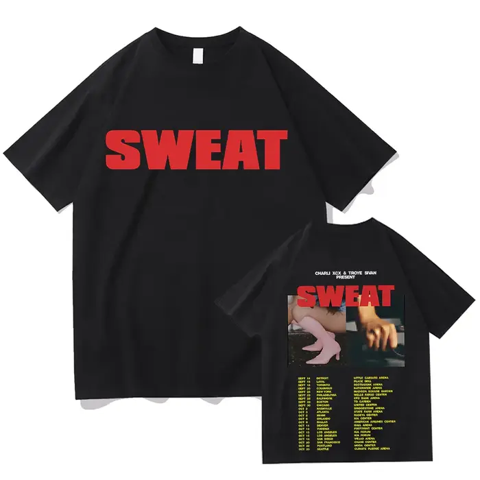 Sweat Tour avec Charli XCX et Troye Sivan T-shirts deux côtés surdimensionnés coton T-shirts mode fe