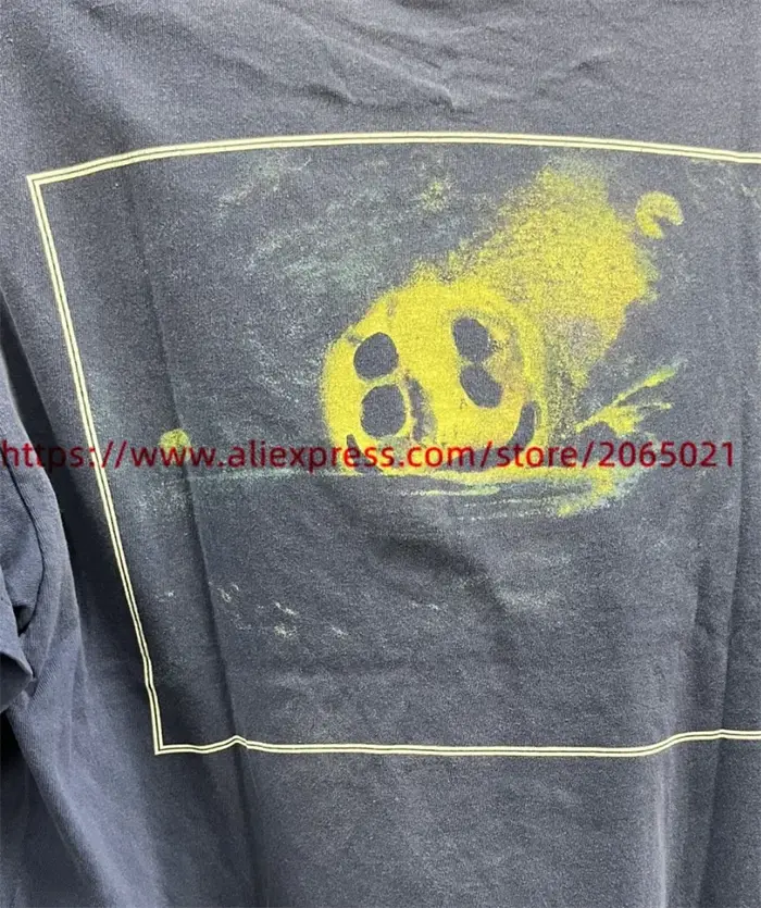 T-Shirt Bleu Délavé Vintage pour Homme et Femme, de Haute Qualité