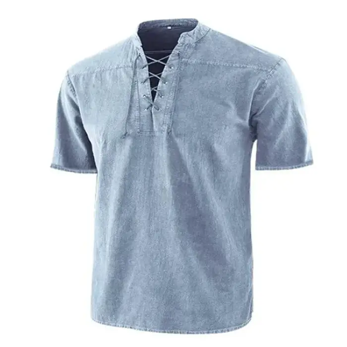 T-Shirt à Manches Courtes et Col Montant pour Homme