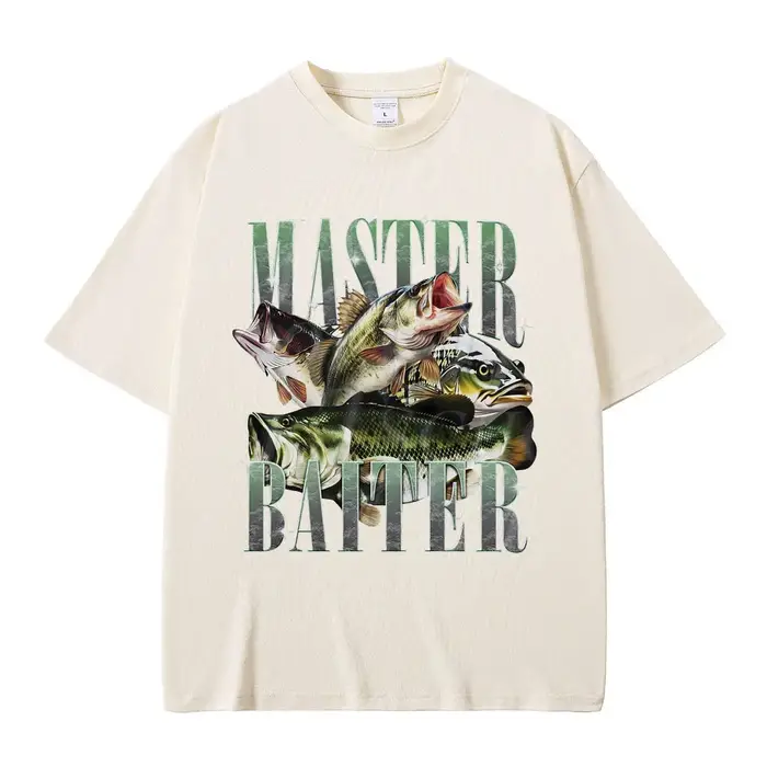 Master Baiter Bass Fishing Fisher drôle Meme graphique T-shirts hommes décontracté coton t-shirt à m
