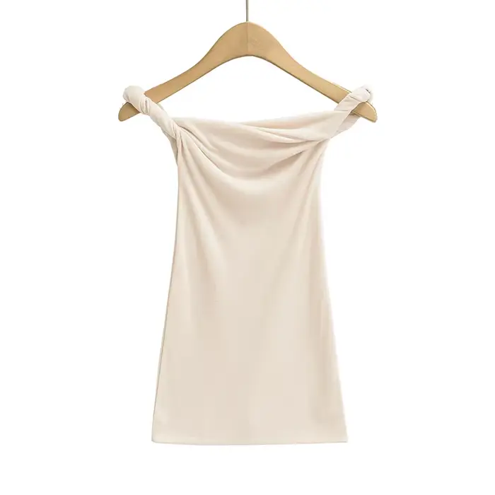 T-shirt à manches courtes et épaules dénudées pour femme, haut froncé, col slash, blanc, rose, kawai