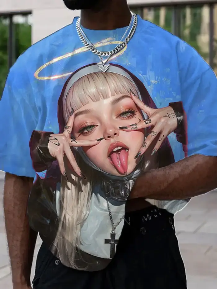 2025 cadeau du nouvel an 3D imprimé hommes décontracté à manches courtes T-shirt mode HD Anime impression confortable
