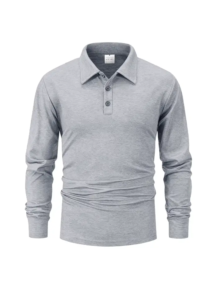 Polo à manches longues pour hommes, T-Shirt basique, Streetwear quotidien, Jogging, hauts de Sport, 