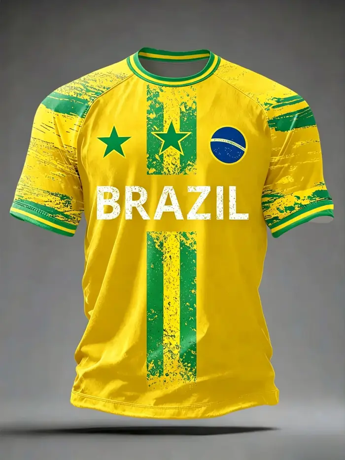 Nouveaux Maillots de Football Brésil Homme Été 2026 – T-shirts Classiques God Brazil à Manches Courtes