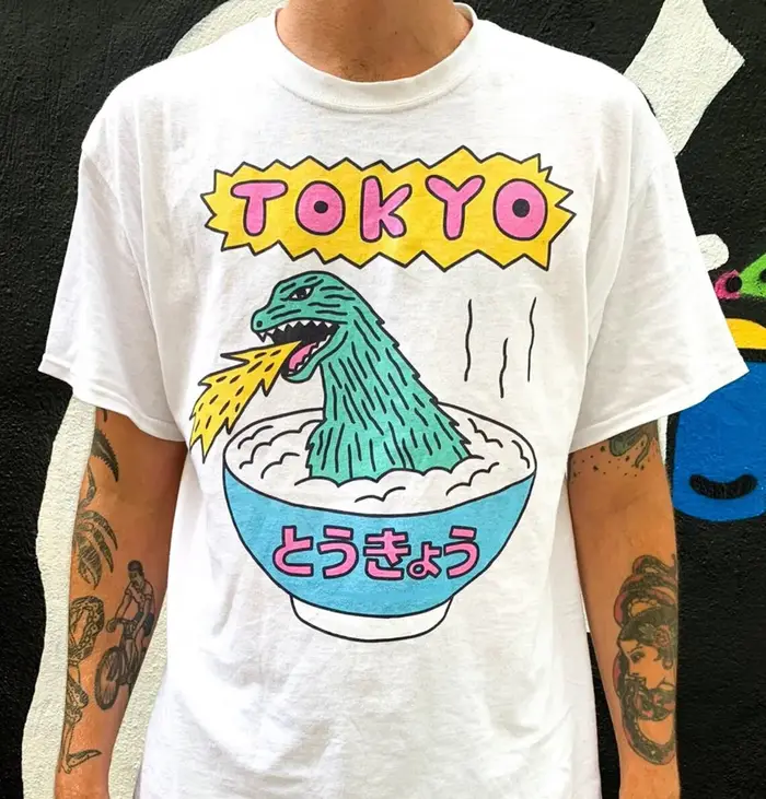 T-Shirt à manches courtes en coton imprimé Godzilla