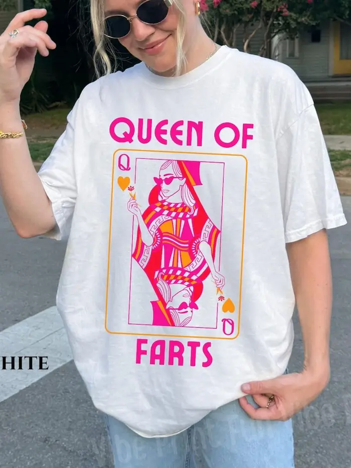 T-shirt Confortable « Funny Joke Queen » – Cadeau Farce « Échange de Crottes » pour Elle, T-shirt In