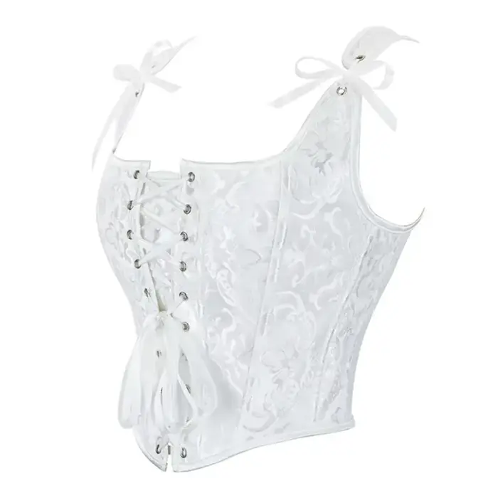 Blanc victorien Vintage Jacquard gilet femme avant à lacets débardeur hauts Corset Punk Goth vêtements Sexy Corselet femmes Shapewear
