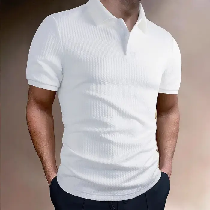 Polo en maille gaufrée unie pour homme