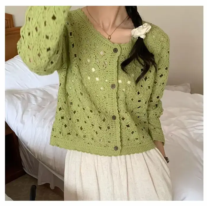 Haut en Crochet à manches longues pour femmes