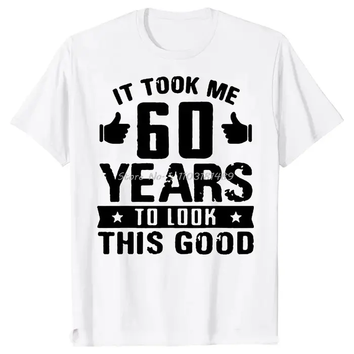 T-shirt manches courtes homme, streetwear, estival et humoristique, en coton, avec image du 60e anni