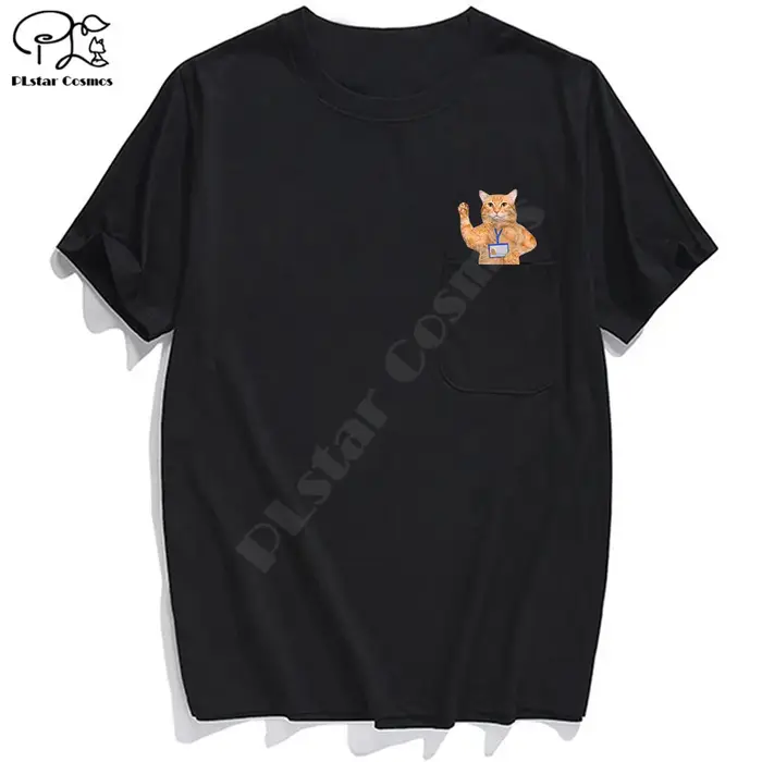 PLstar Cosmos t-shirt mode été poche travail chat imprimé