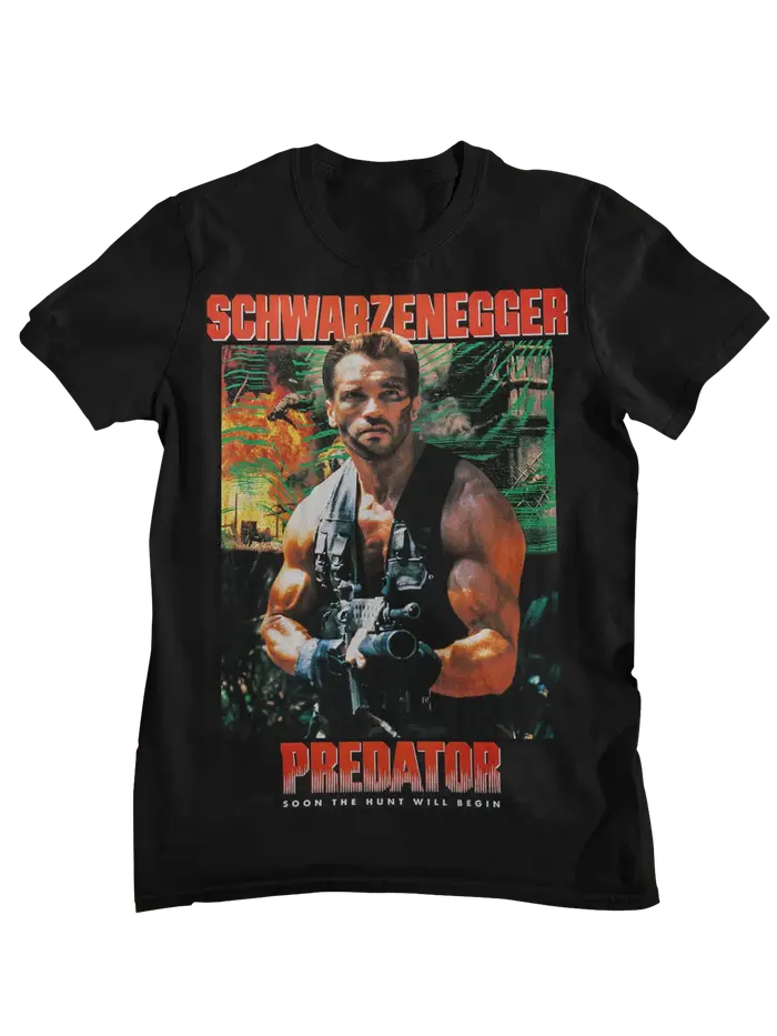 T-shirt imprimé rétro du film Predator pour hommes et femmes