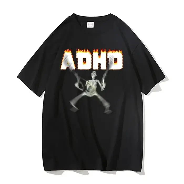 Adhd squelette Meme T-shirts classique Vintage Humor horreur drôle crâne t-shirt hommes femmes décontracté Hip Hop été