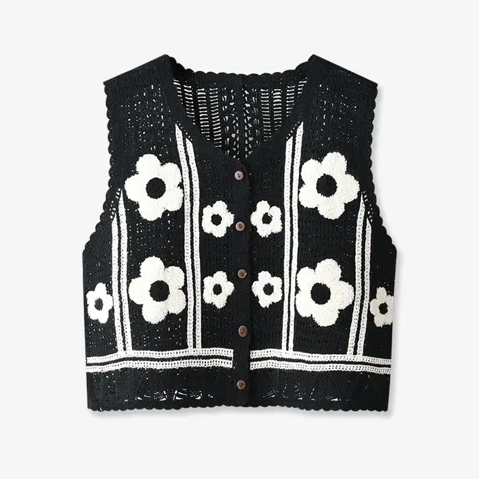 Débardeur en Crochet à fleurs pour femmes et adolescentes