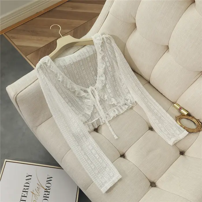 Blouson haussement d'épaules en dentelle pour femme