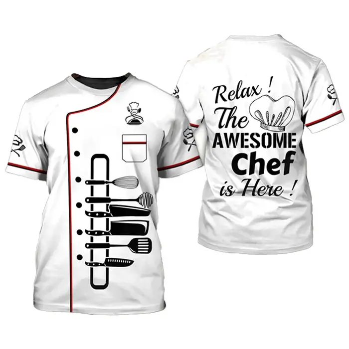 Chef T-Shirt hommes vêtements de créateurs à manches courtes t-shirts impression 3D ustensiles de cuisine Design Cool