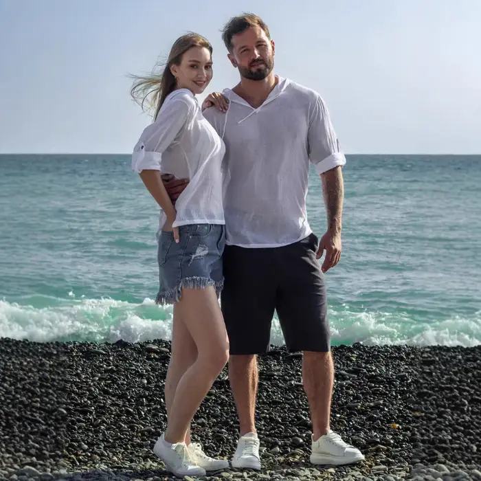 Nouvelle Chemise Homme 2026 à Capuche en Coton et Lin