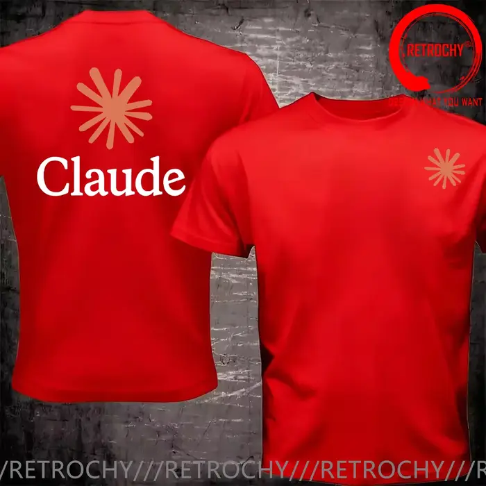 T-shirt Homme Tendance Décontracté avec Design Amusant Claude AI – Vêtement Stylé et Confortable