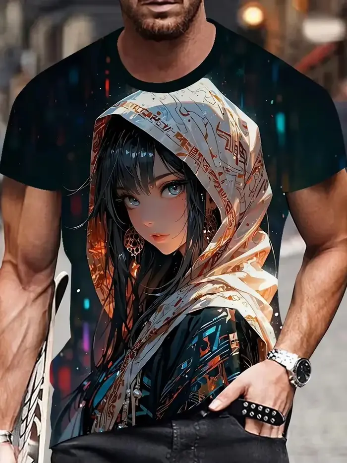 T-shirt homme imprimé 3D Anime Samurai Girl