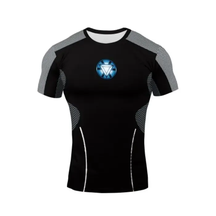 T-shirt de compression Iron Man Arc Reactor pour homme, séchage rapide, extensible, manches courtes,