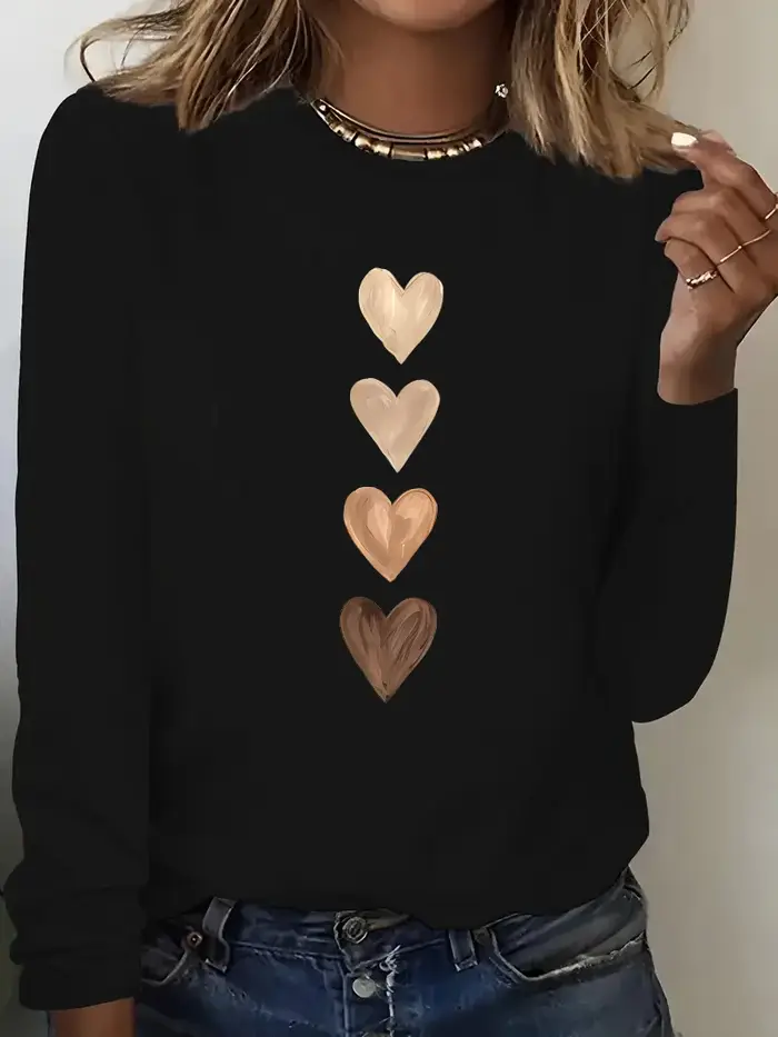 Mode gothique amour coeur imprimé chemise à manches longues Vintage T-Shirt femmes imprimé T-Shirt c