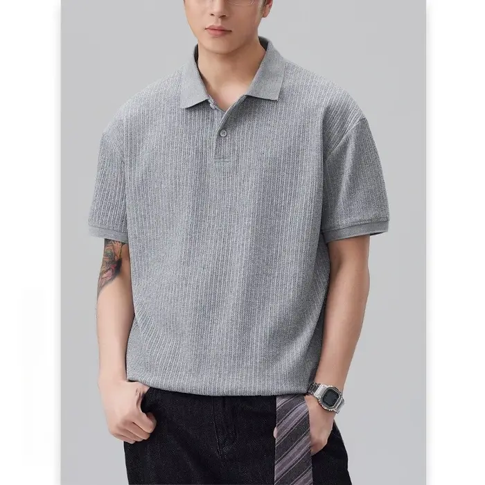 Polo à revers vertical en jacquard pour homme