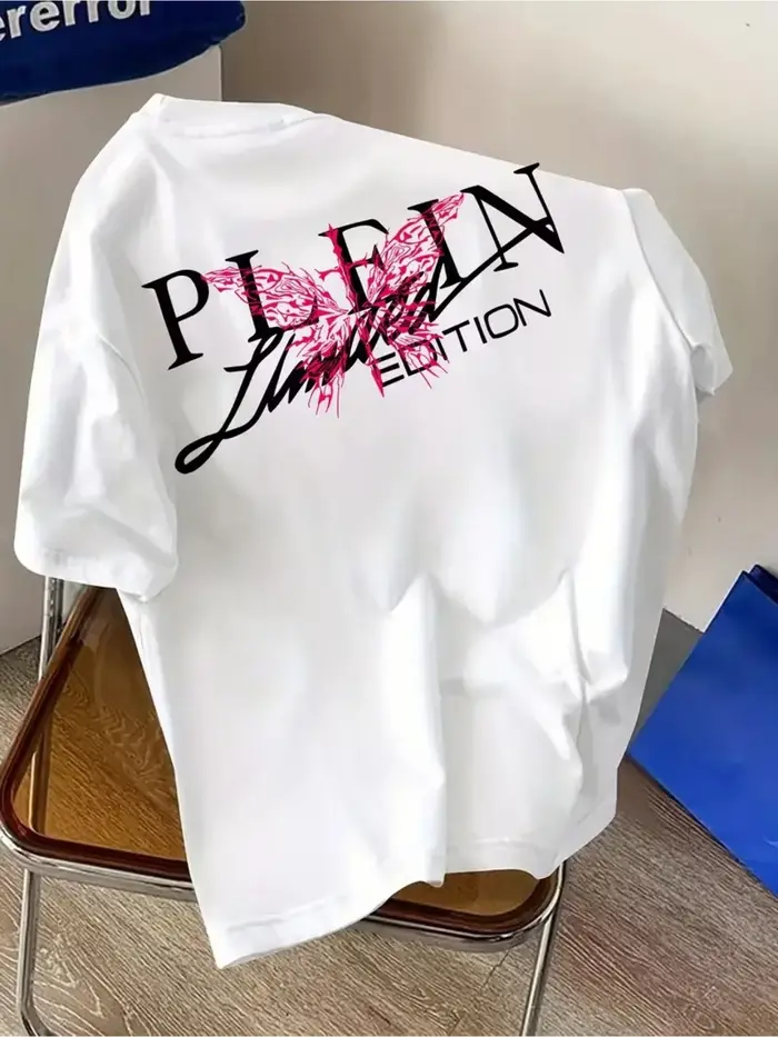T-shirt pour homme en coton 100% avec impression graphique de style peinture à la brosse