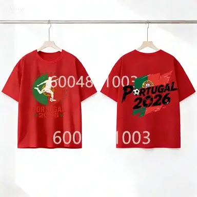 Chemise pour enfants avec drapeau du Portugal, style rétro, graphique, garçons, filles, été, coton, manches courtes, petit fan de football, vêtements décontractés pour tous les jours
