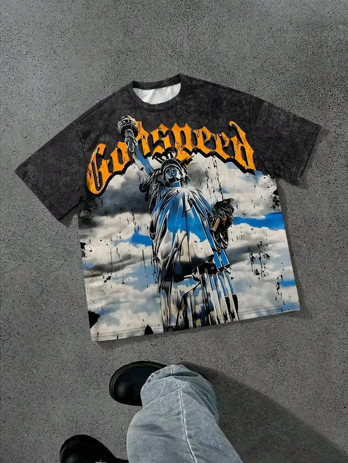 Le nouveau T-shirt pour hommes pour l'été de 2025 présente une impression de motif d'ange 3D douce et respirante à la mode décontractée