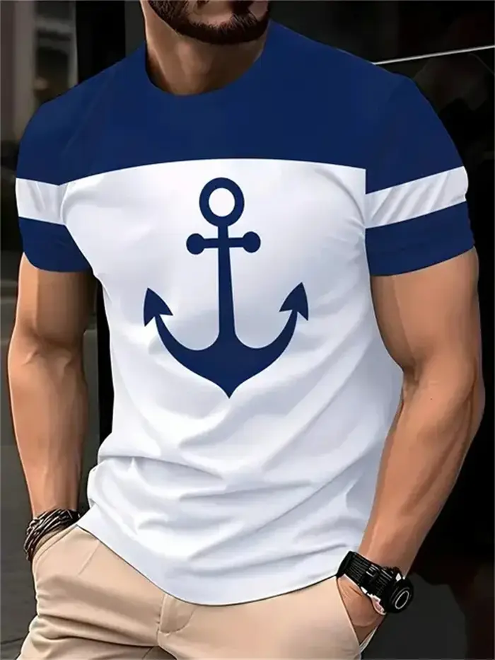 T-shirt pour homme à imprimé ancre nautique