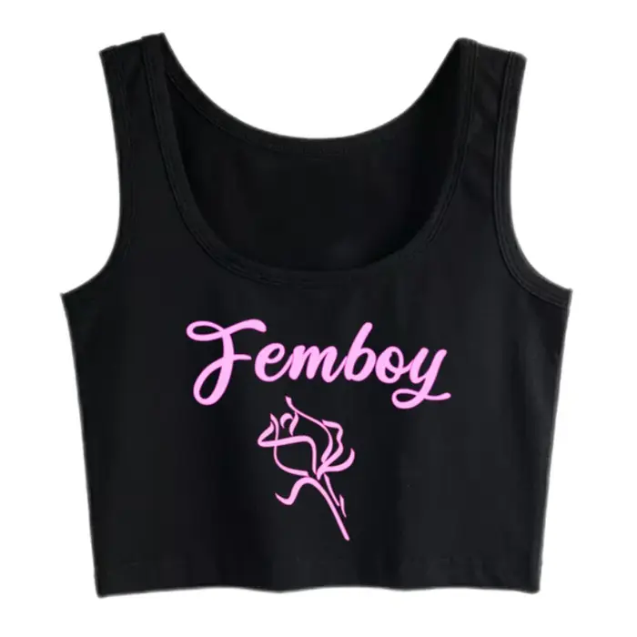 Femboy Rose Grunge Esthetische gothique Y2k débardeur été coton sport Fitness entraînement haut cour